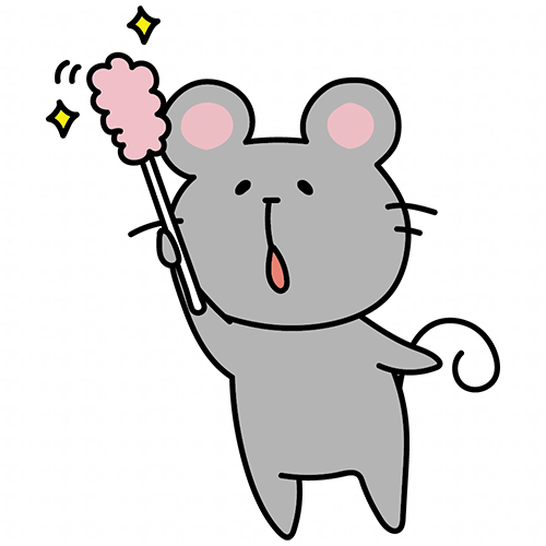 はたきでほこりを取るネズミ