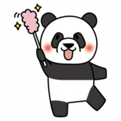 はたきでほこりを取るパンダ
