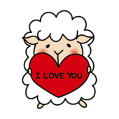 アイラブユーのハートを持っている羊