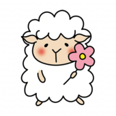 お花を持っている羊