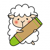 大きなクレヨンを持った羊