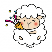 パーティーでクラッカーを鳴らす羊