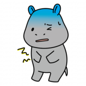 腹痛に苦しむカバ