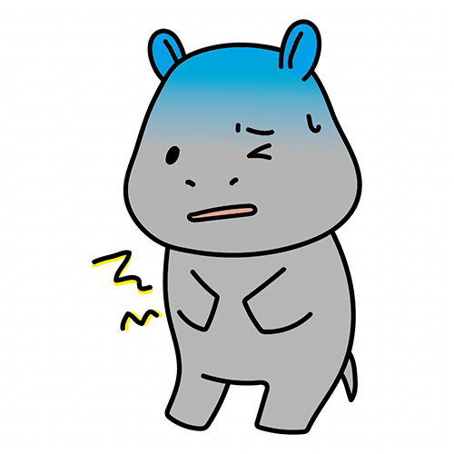 腹痛に苦しむカバ