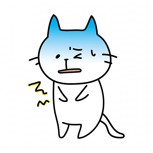 腹痛に苦しむ白い猫