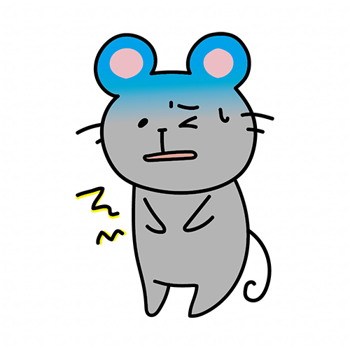 腹痛に苦しむネズミ