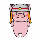 消防士の帽子を被るぶた