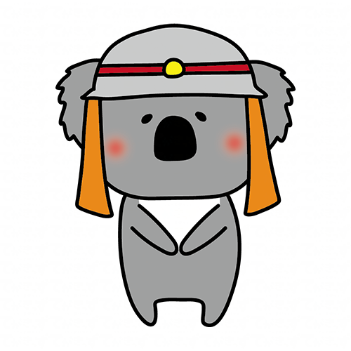 消防士の帽子を被るコアラ