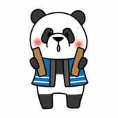 拍子木を持っているパンダ