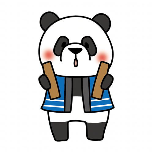 拍子木を持っているパンダ