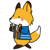 拍子木を持って火の用心の声掛けをしているキツネ