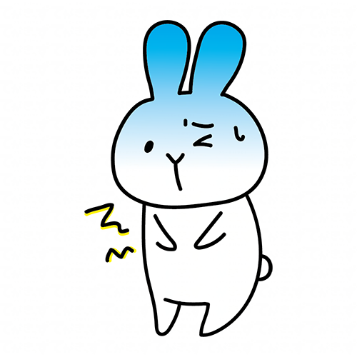腹痛に苦しむ白いうさぎ