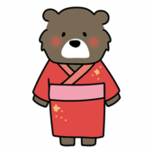 赤い浴衣を着ているクマ
