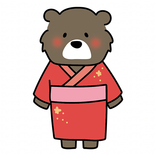 赤い浴衣を着ているクマ