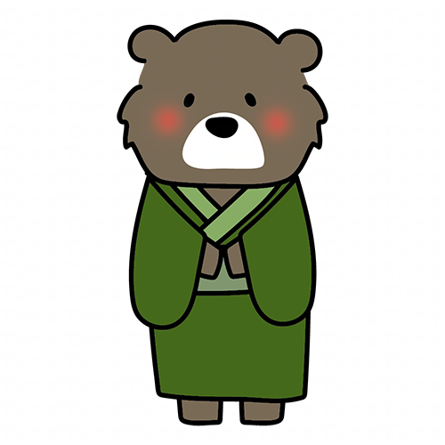 緑の浴衣を着ているクマ