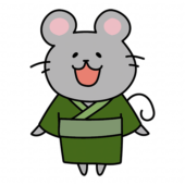 緑の浴衣を着ているネズミ