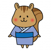 青い浴衣を着ているリス