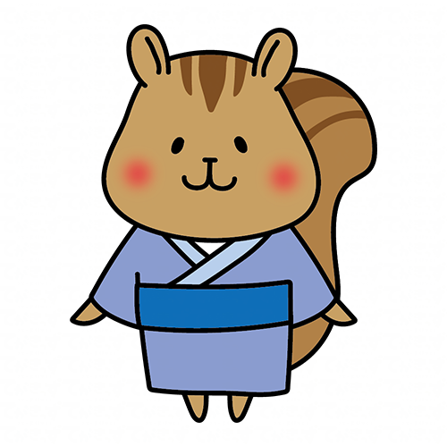 青い浴衣を着ているリス