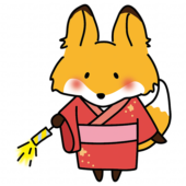 浴衣を着て手持ち花火をするキツネ