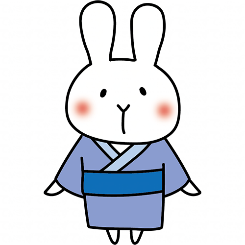 青い浴衣を着ている白いうさぎ