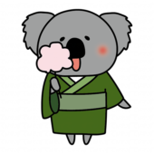 綿あめを持っている浴衣を着たコアラ