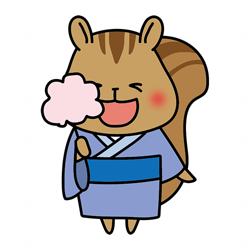 綿あめを持っている浴衣を着たリス