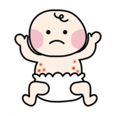 体に湿疹やあせもができた赤ちゃん