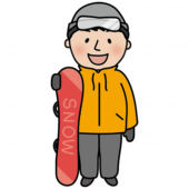 スノーボードを持っている男性