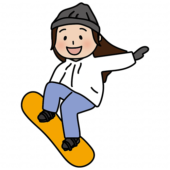 スノーボードを楽しむ女性