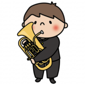 ユーフォニアムを吹く男子中学生