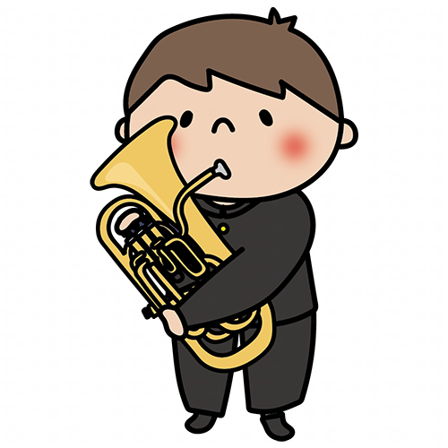 ユーフォニアムを吹く男子中学生