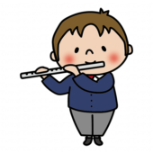 フルートを吹く男子高校生