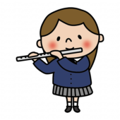 フルートを吹く女子高校生