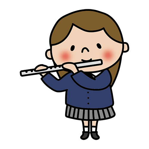 フルートを吹く女子高校生