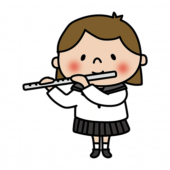 フルートを吹く女子中学生