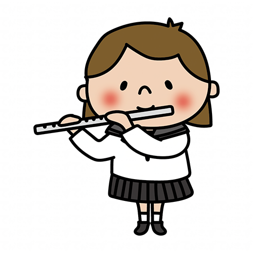 フルートを吹く女子中学生