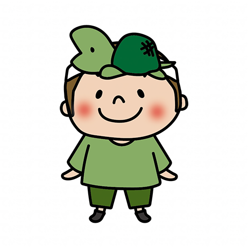 お遊戯会で亀のお面を被った男の子