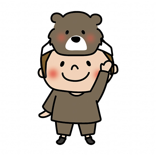 お遊戯会でクマのお面を被った男の子