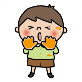 手や顔に絵の具が付いている子供（男の子2）