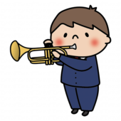 トランペットを吹く男子高校生