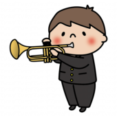トランペットを吹く男子中学生