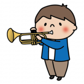 トランペットを吹く男の子