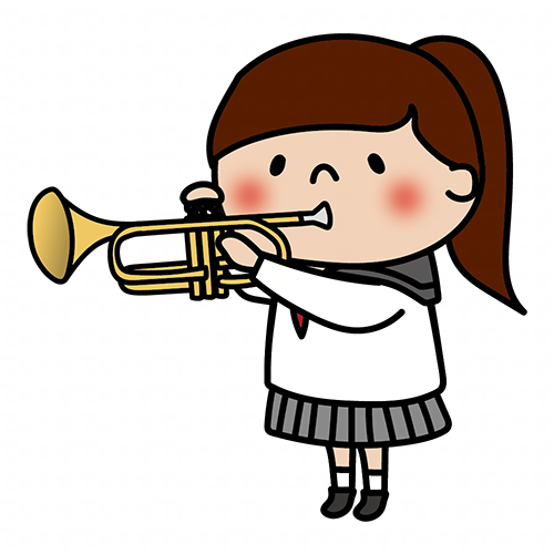 トランペットを吹く女子中学生