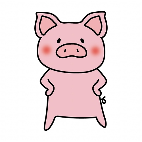 仁王立ちしているぶた