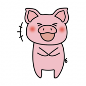 大笑いするぶた