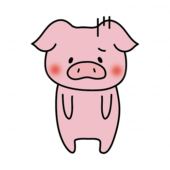 がっかりしているぶた