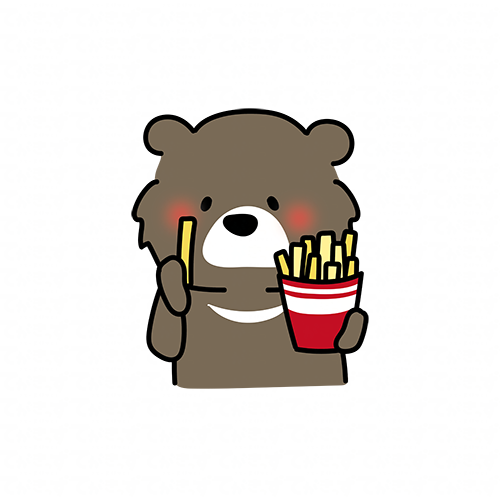 フライドポテトを食べるクマ