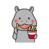 フライドポテトを食べるカバ