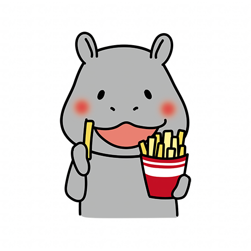 フライドポテトを食べるカバ