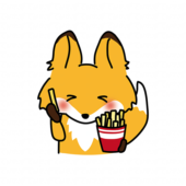 フライドポテトを食べるキツネ
